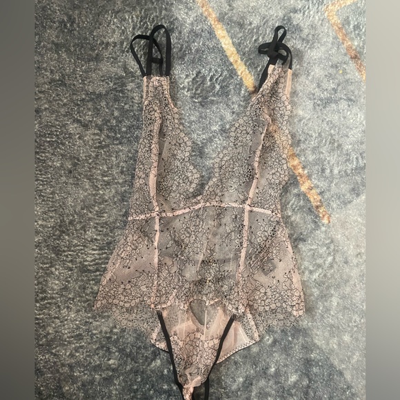 Victoria's Secret Other - Sexy baby pink and black lace teddy/bodysuit size XS